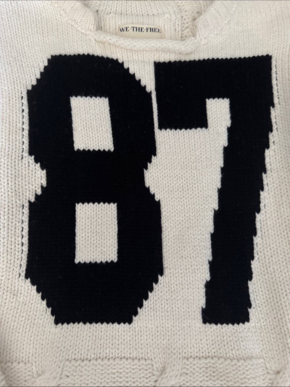 We The Free Cream Crewneck Sweater with Black '87' Graphic - Picture 4 of 5
